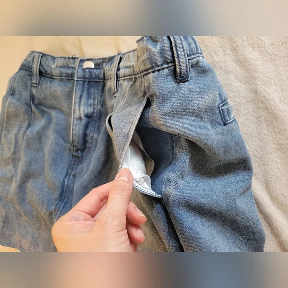 Cute Y2K Blue Denim High Rise Pleated Mini Skorts (SIZE L) - Picture 7 of 10